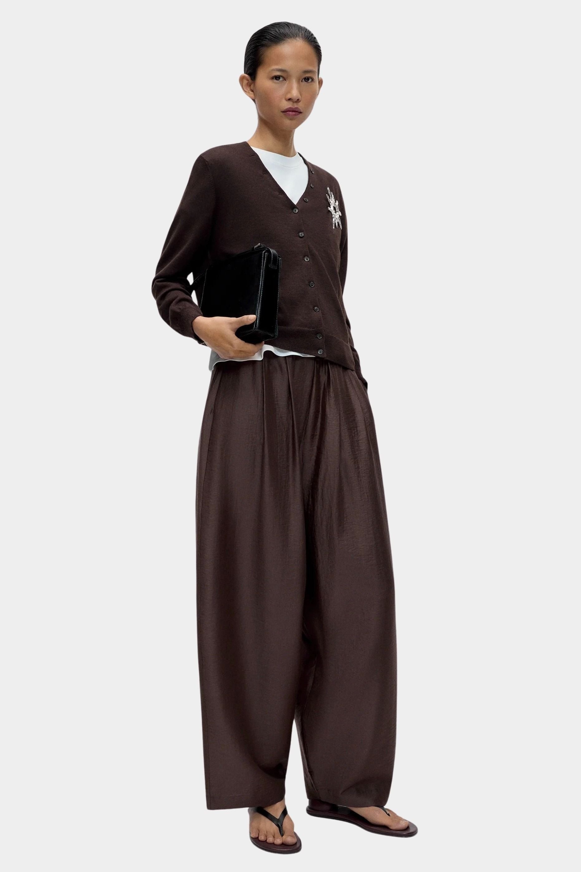 Cordera Maxi Pants Brown wide-leg Lyocell blend pants at YUCCA Denver