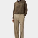 Melange Polo Sweater, Pardo