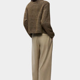 Melange Polo Sweater, Pardo