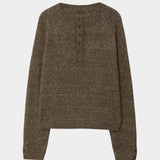Melange Polo Sweater, Pardo