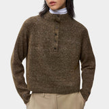 Melange Polo Sweater, Pardo