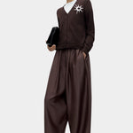 Cordera Merino Wool Button Cardigan full-length outfit view