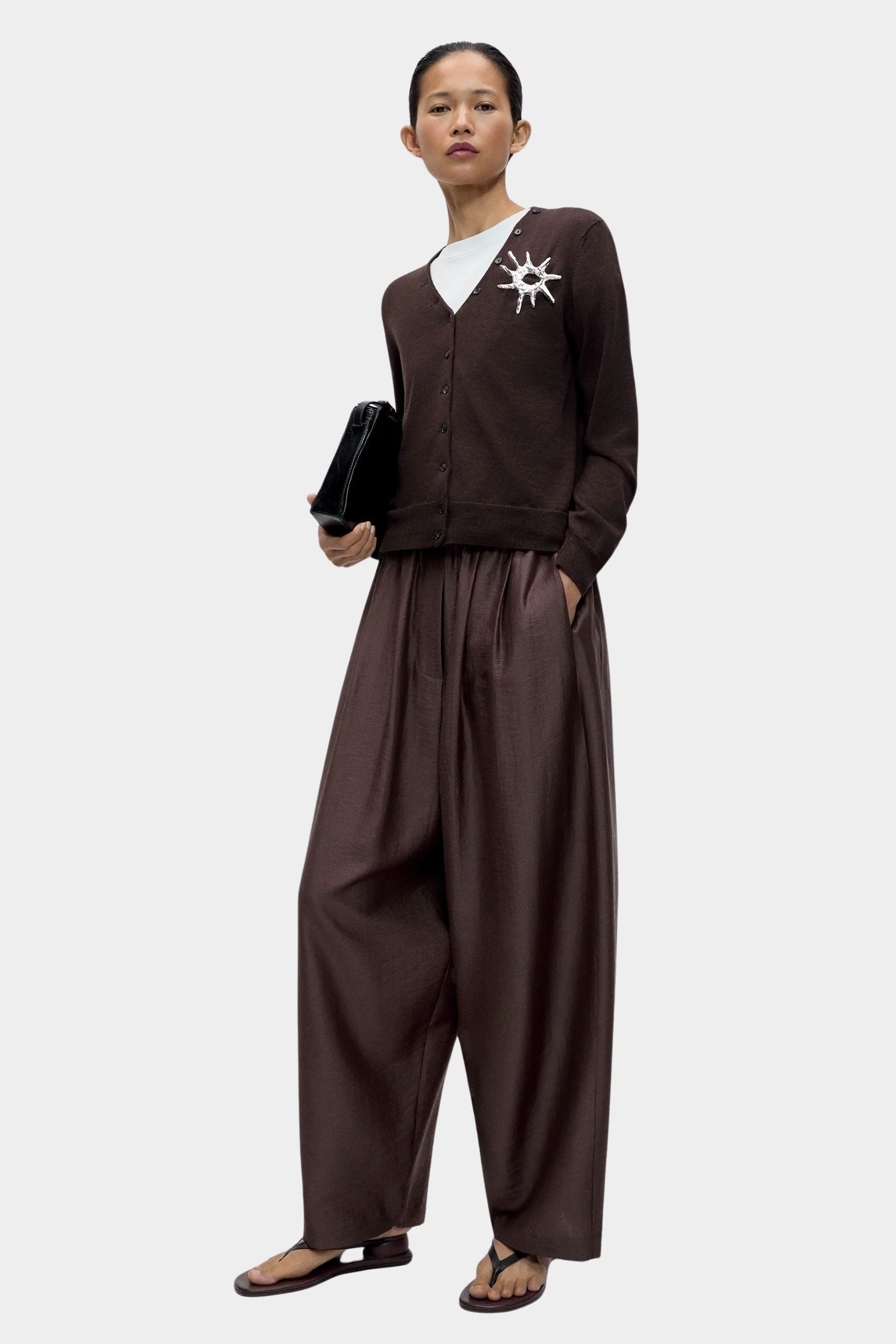 Cordera Merino Wool Button Cardigan full-length outfit view