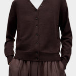 Cordera Merino Wool Button Cardigan brown front view at YUCCA Denver