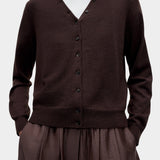 Cordera Merino Wool Button Cardigan brown front view at YUCCA Denver