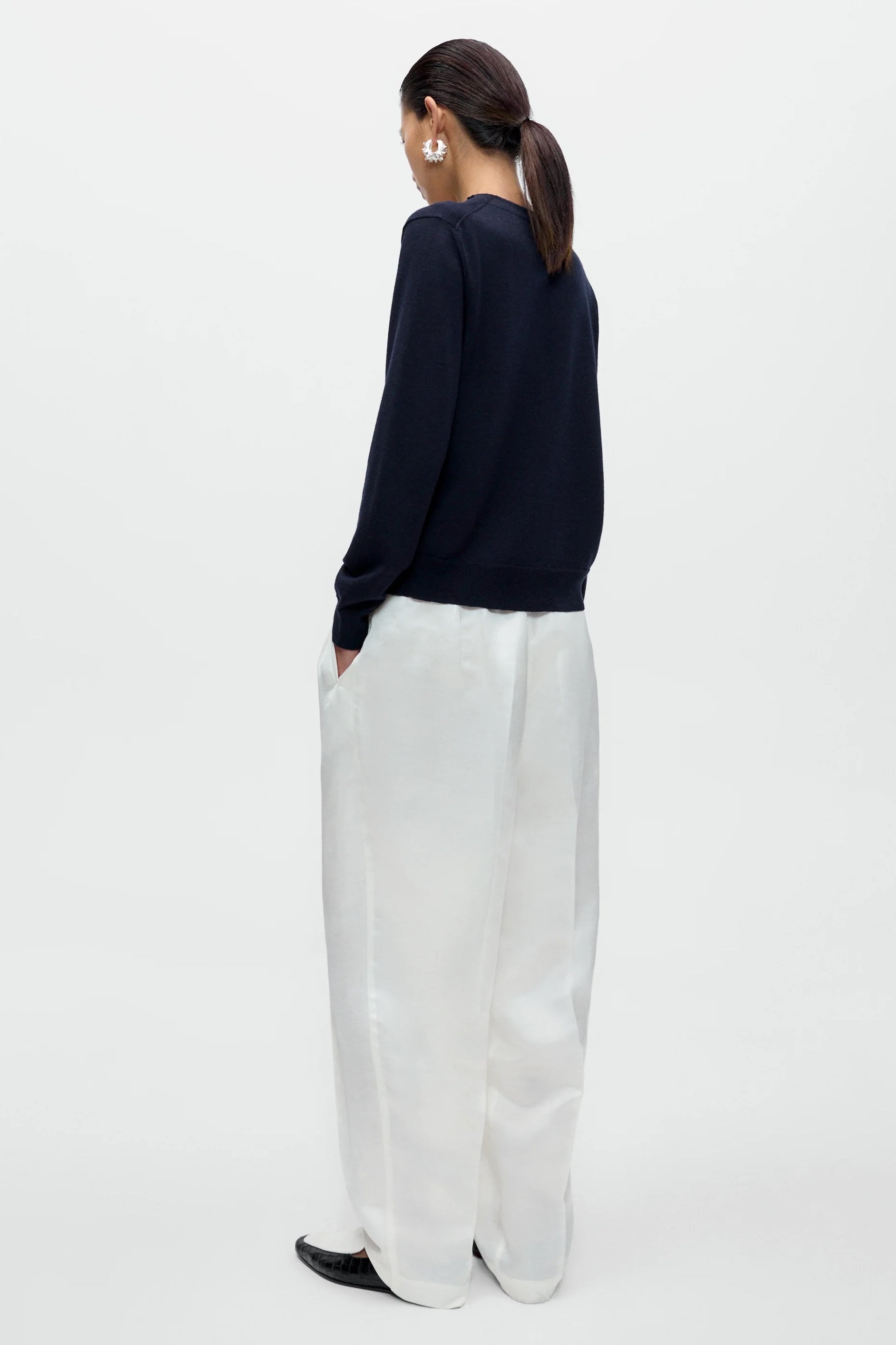 Cordera Merino Wool Button Cardigan side profile