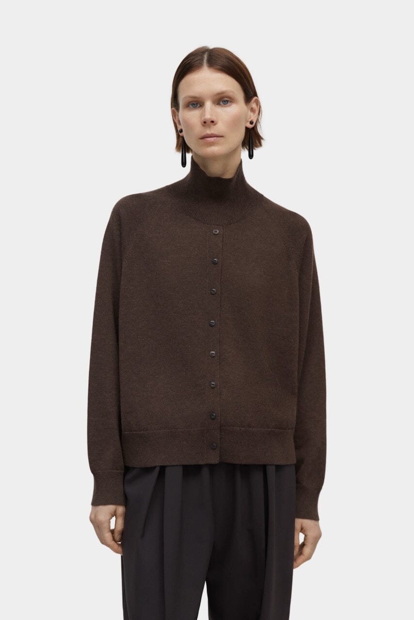 Cordera - Merino Wool Buttoned Sweater - Espresso - Knitwear - YUCCA, Yucca store Denver, women’s high quality sweaters.