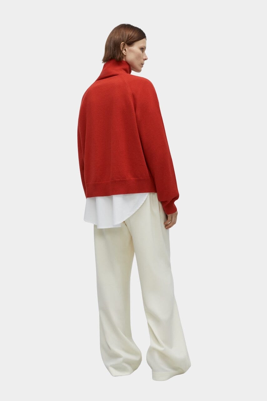 Cordera - Merino Wool Buttoned Sweater - Red - Knitwear - YUCCA, boutiques near me, women’s high quality sweaters.