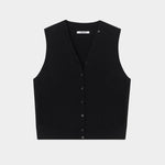 Cordera Merino Wool Button Waistcoat Black garment-only view