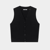 Cordera Merino Wool Button Waistcoat Black garment-only view