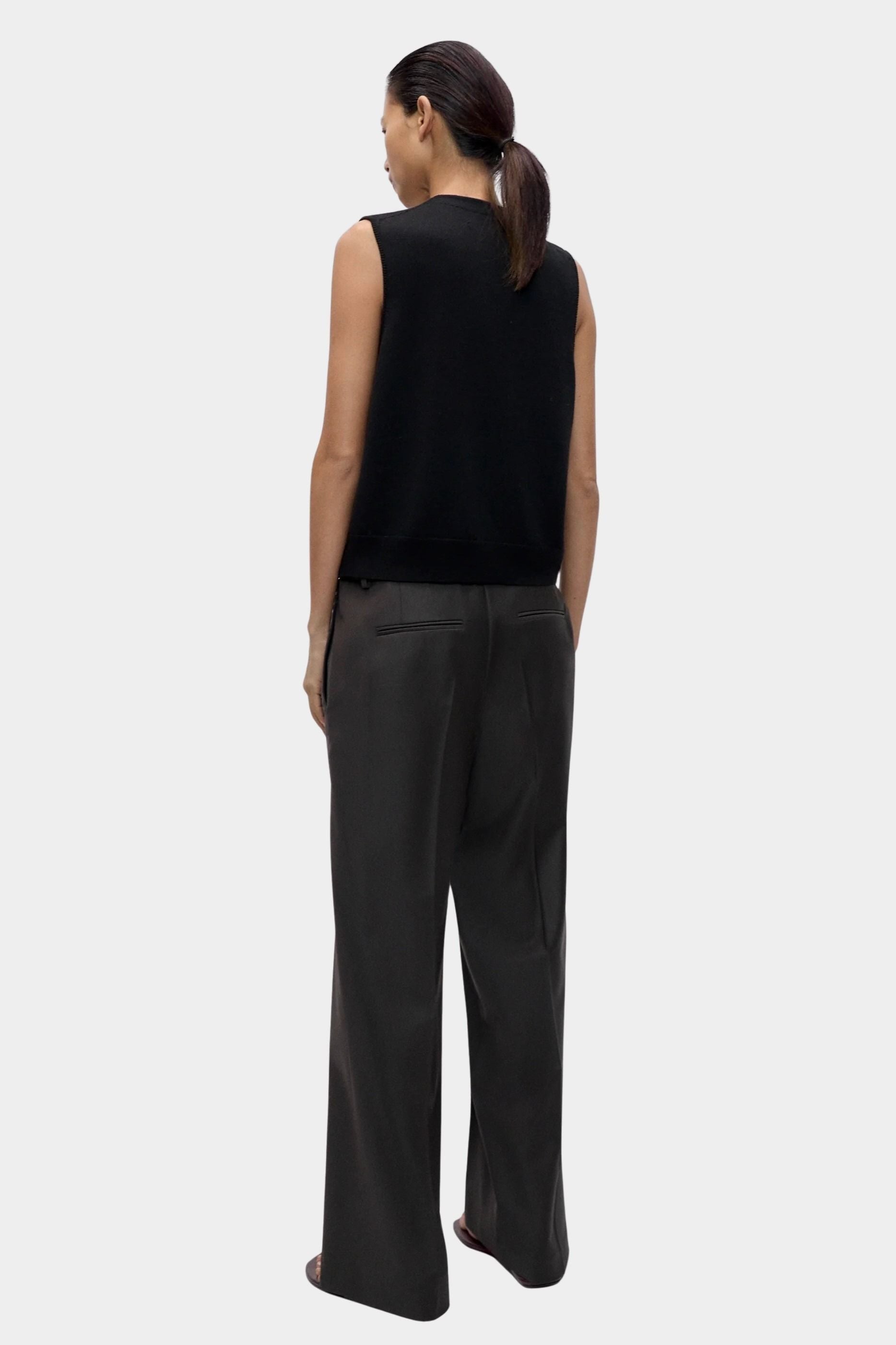 Cordera Merino Wool Button Waistcoat Black back view