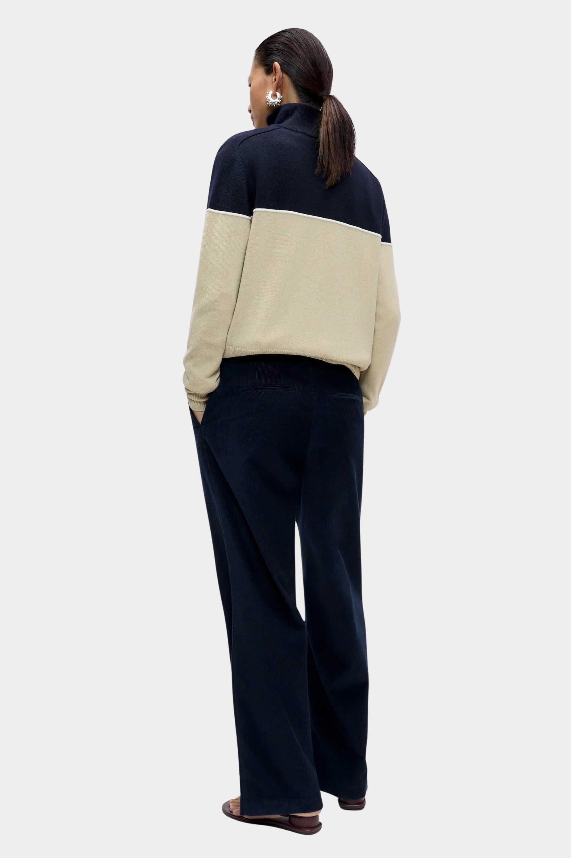 Cordera Merino Wool Colorblock Cardigan back view