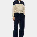 Cordera Merino Wool Colorblock Cardigan full-length outfit view