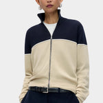 Cordera Merino Wool Colorblock Cardigan navy front view at YUCCA Denver