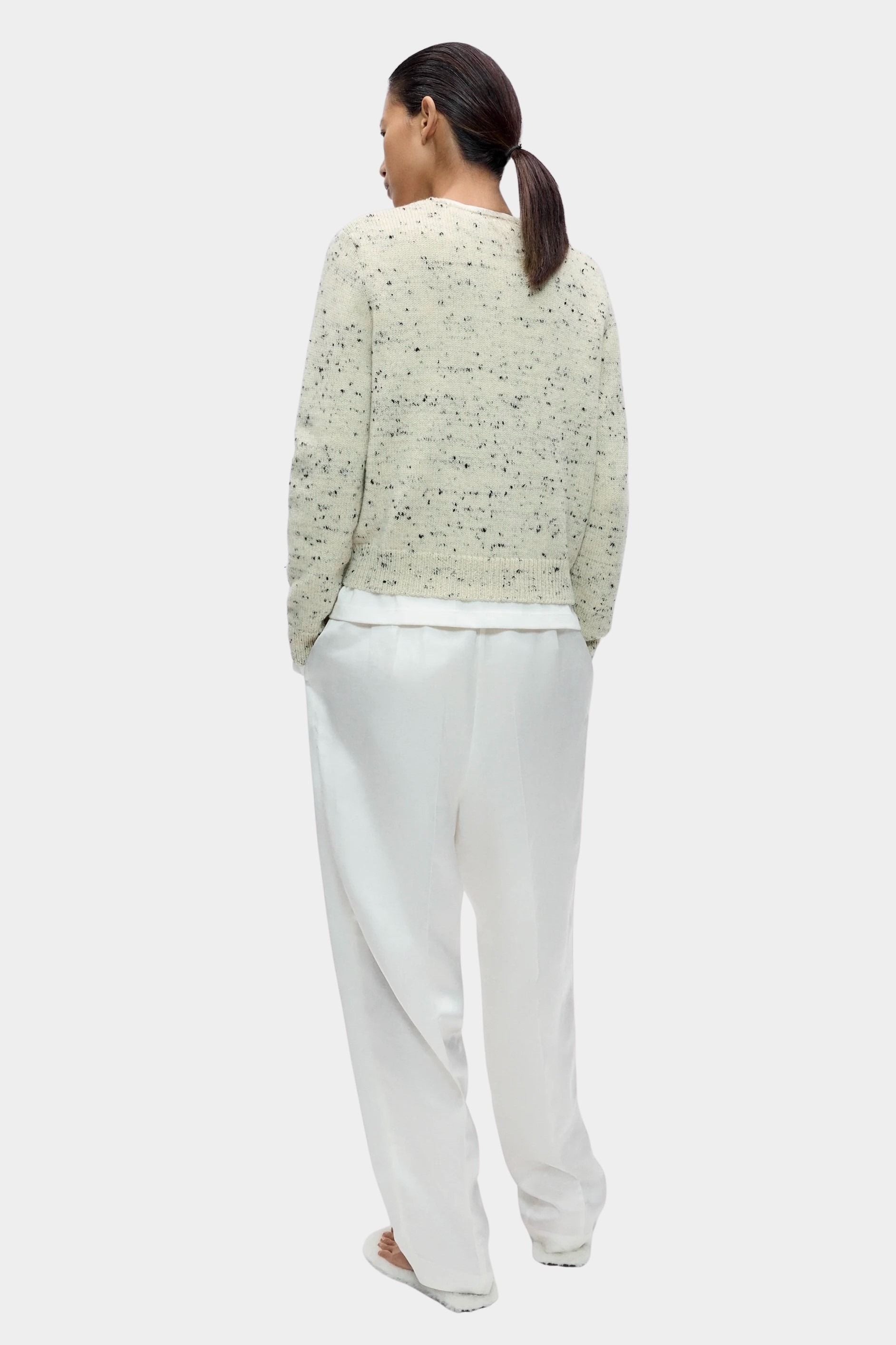 Cordera Merino Wool Flecked Cardigan back view