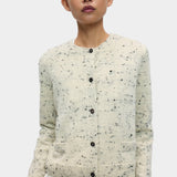 Cordera Merino Wool Flecked Cardigan close-up front view