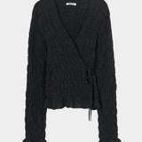 Cordera - Merino Wool Gathered Cardigan - Anthracite - Sweaters & Knitwear - YUCCA, women’s clothing store Denver.