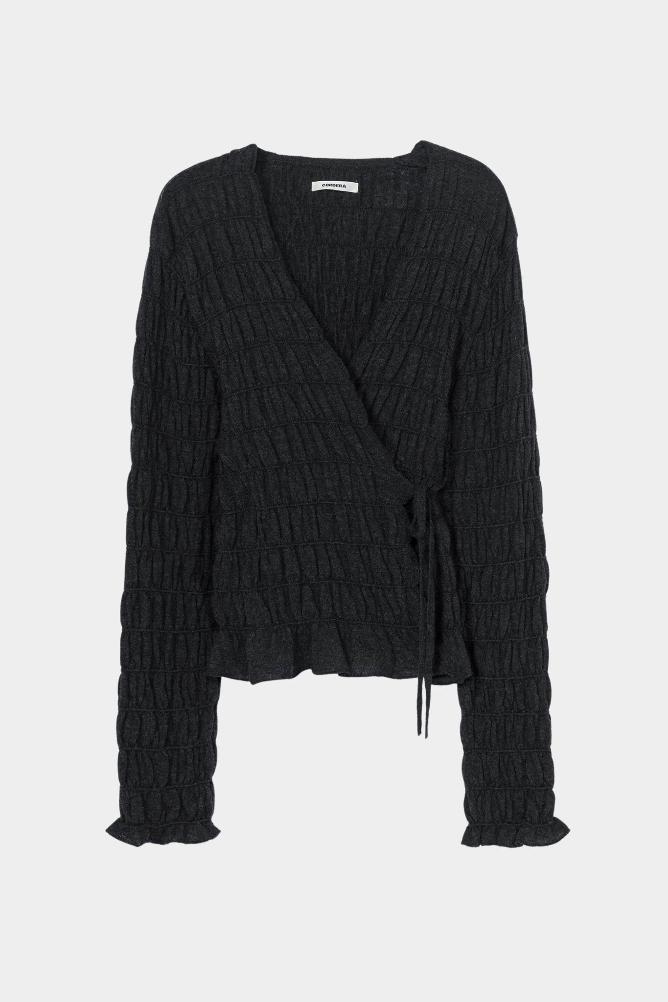 Cordera - Merino Wool Gathered Cardigan - Anthracite - Sweaters & Knitwear - YUCCA, women’s clothing store Denver.