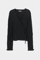 Cordera - Merino Wool Gathered Cardigan - Anthracite - Sweaters & Knitwear - YUCCA, women’s clothing store Denver.