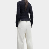 Cordera - Merino Wool Gathered Cardigan - Anthracite - Sweaters & Knitwear - YUCCA, women’s clothing store Denver.