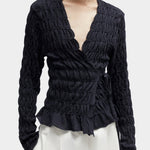 Cordera - Merino Wool Gathered Cardigan - Anthracite - Sweaters & Knitwear - YUCCA, women’s clothing store Denver.