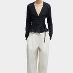 Cordera - Merino Wool Gathered Cardigan - Anthracite - Sweaters & Knitwear - YUCCA, women’s clothing store Denver.