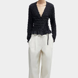 Cordera - Merino Wool Gathered Cardigan - Anthracite - Sweaters & Knitwear - YUCCA, women’s clothing store Denver.