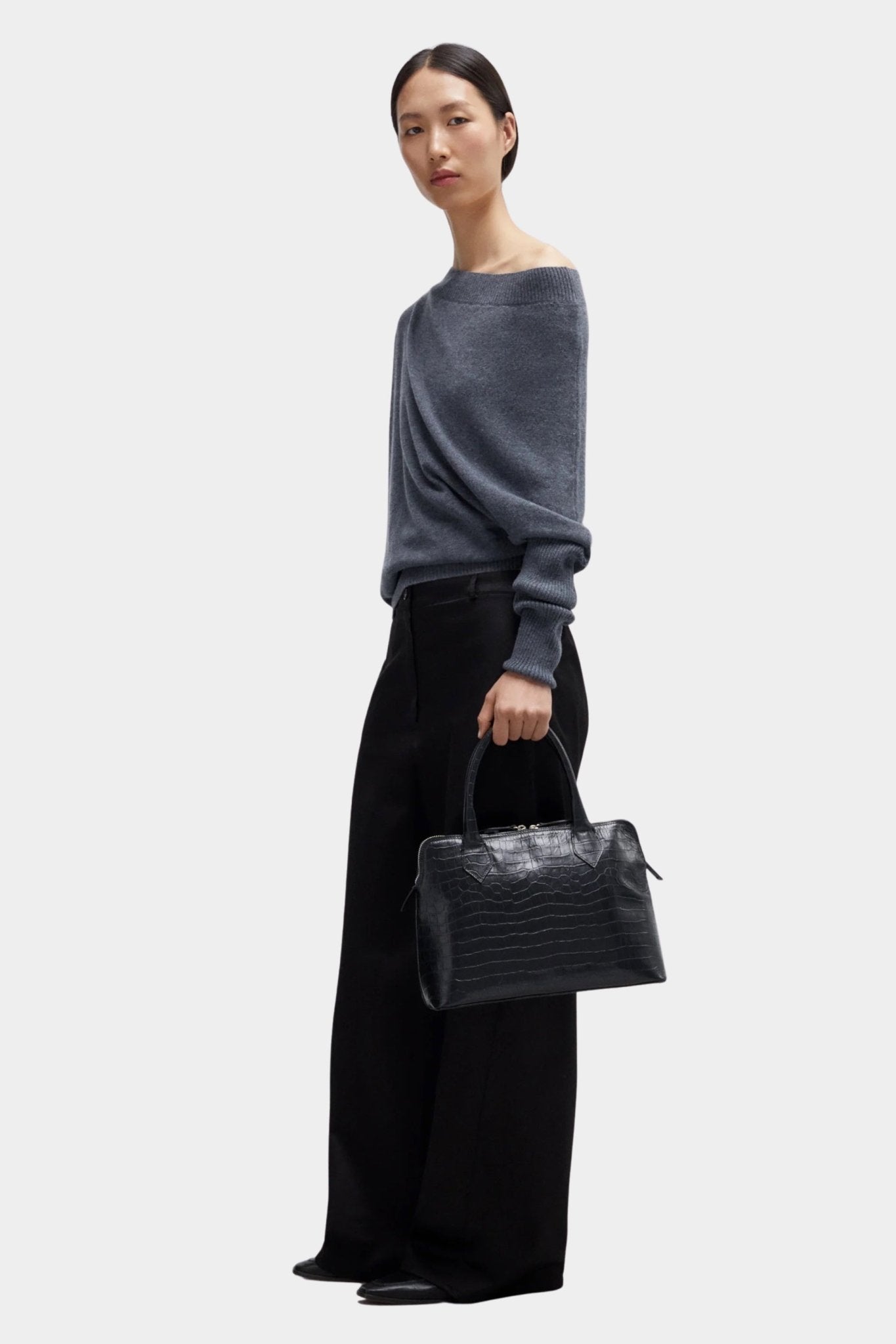 Cordera - Merino Wool Off Shoulder Sweater - Grey - Sweaters & Knitwear - YUCCA, chic clothes, women’s clothing store Denver.