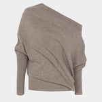 Cordera - Merino Wool Off Shoulder Sweater - Taupe - Sweaters & Knitwear - YUCCA, women’s clothing store Denver.