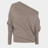 Cordera - Merino Wool Off Shoulder Sweater - Taupe - Sweaters & Knitwear - YUCCA, women’s clothing store Denver.