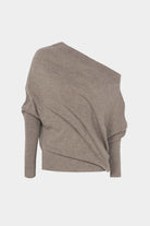 Cordera - Merino Wool Off Shoulder Sweater - Taupe - Sweaters & Knitwear - YUCCA, women’s clothing store Denver.