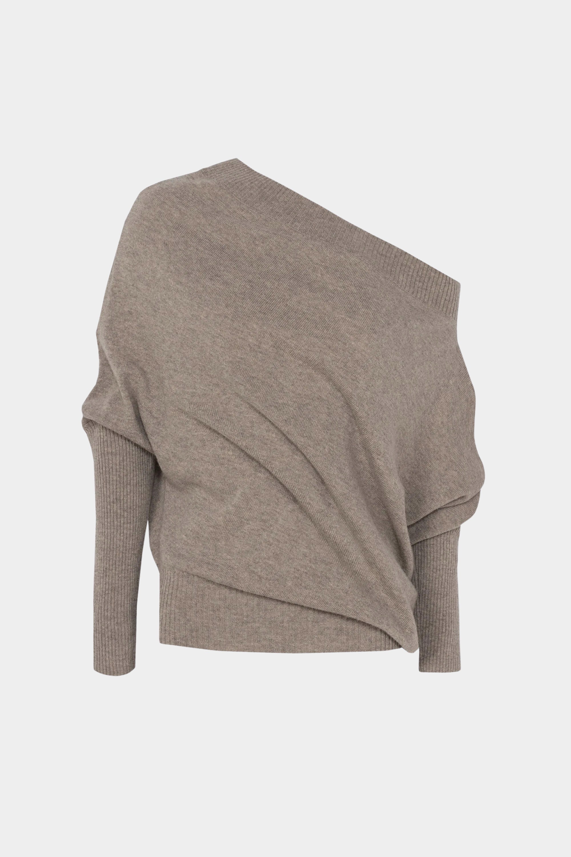 Cordera - Merino Wool Off Shoulder Sweater - Taupe - Sweaters & Knitwear - YUCCA, women’s clothing store Denver.
