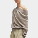 Cordera - Merino Wool Off Shoulder Sweater - Taupe - Sweaters & Knitwear - YUCCA, women’s clothing store Denver.