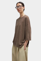 Cordera - Merino Wool Oversized T Shirt - Deep Taupe - Shirts & Tops - YUCCA, chic outfits, women’s clothing store Denver.