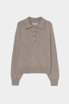 Cordera - Merino Wool Polo Sweater - Taupe - Sweaters & Knitwear - YUCCA, classy clothes, women’s clothing store Denver.