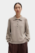 Cordera - Merino Wool Polo Sweater - Taupe - Sweaters & Knitwear - YUCCA, classy clothes, women’s clothing store Denver.
