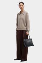 Cordera - Merino Wool Polo Sweater - Taupe - Sweaters & Knitwear - YUCCA, classy clothes, women’s clothing store Denver.
