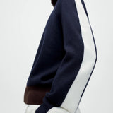 Cordera Merino Wool Sporty Cardigan sleeve stripe detail