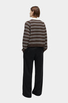 Cordera | Merino Wool Striped Polo In Brown - SHOP YUCCA Shirts & Tops CORDERA - YUCCA Yucca store Denver, women’s clothing boutique near me, high quality capsule wardrobe, boutiques near me, women’s high quality sweaters