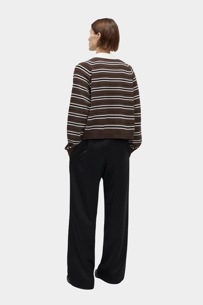 Cordera | Merino Wool Striped Polo In Brown - SHOP YUCCA Shirts & Tops CORDERA - YUCCA Yucca store Denver, women’s clothing boutique near me, high quality capsule wardrobe, boutiques near me, women’s high quality sweaters