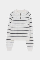 CORDERA | Merino Wool Striped Polo - White - SHOP YUCCA Tops & Tees CORDERA- YUCCA Yucca store Denver, women’s clothing boutique near me, high quality capsule wardrobe, boutiques near me, women’s high quality sweaters