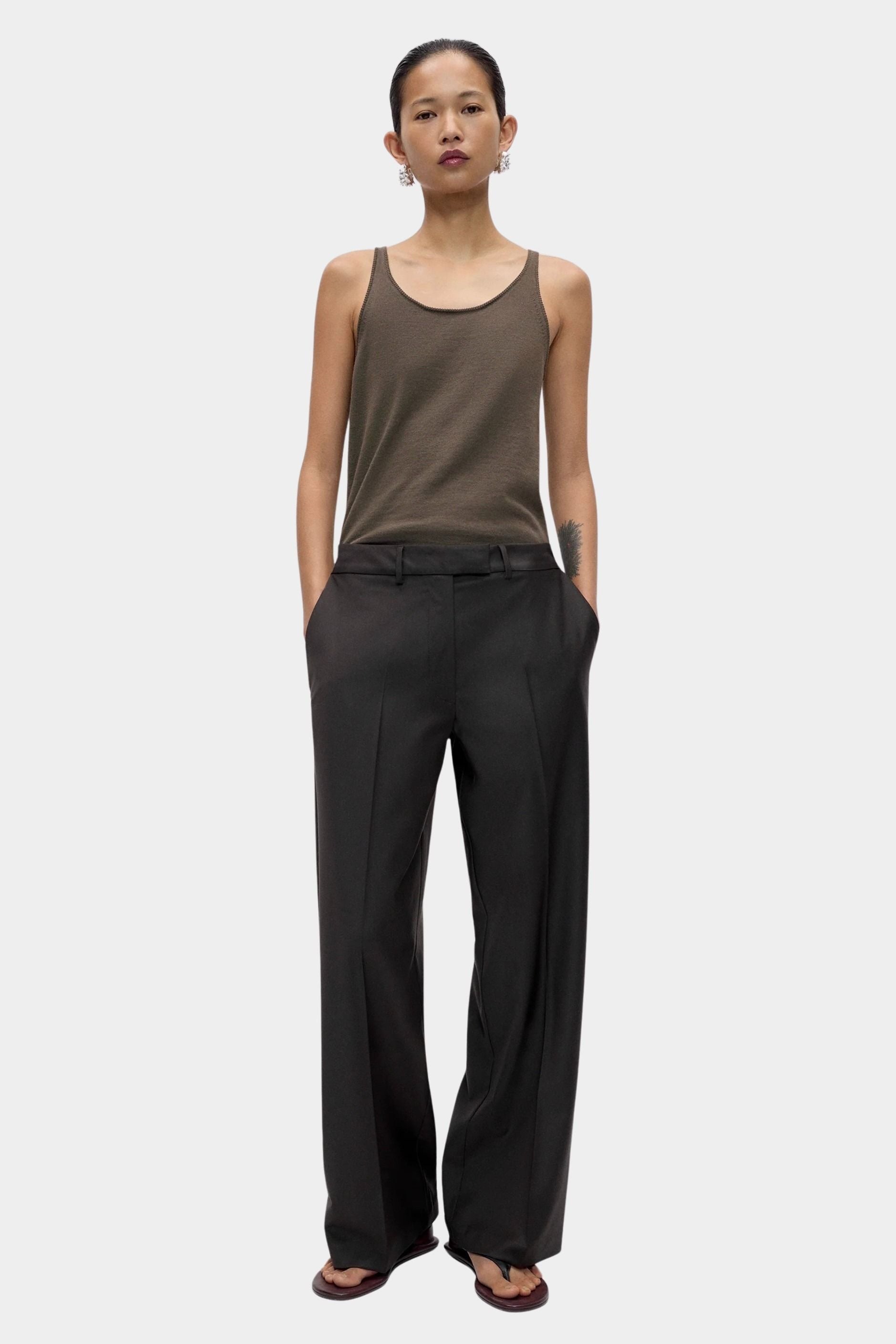 Cordera Merino Wool Tank Top Taupe full-length front view