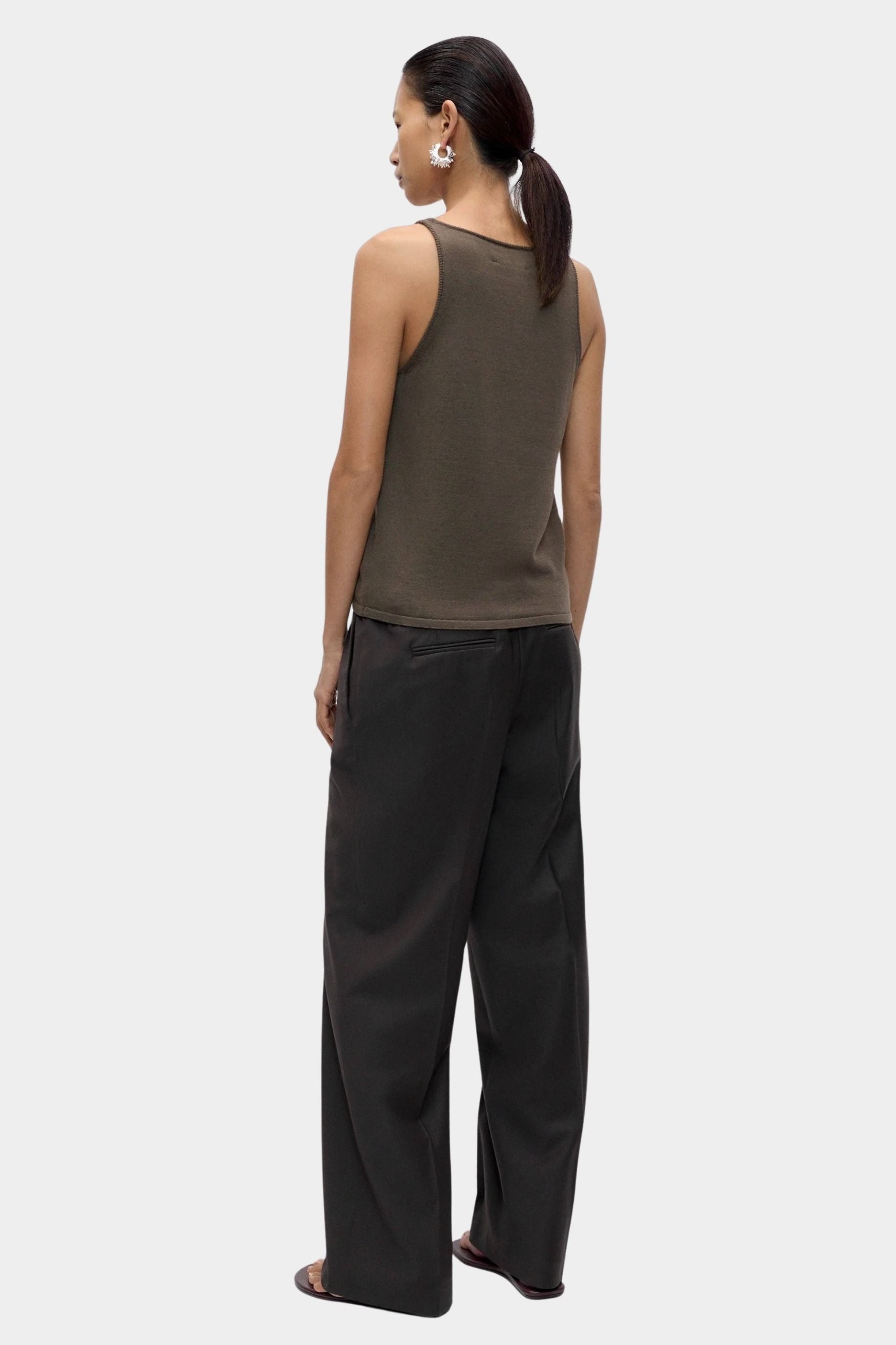 Cordera Merino Wool Tank Top Taupe back view