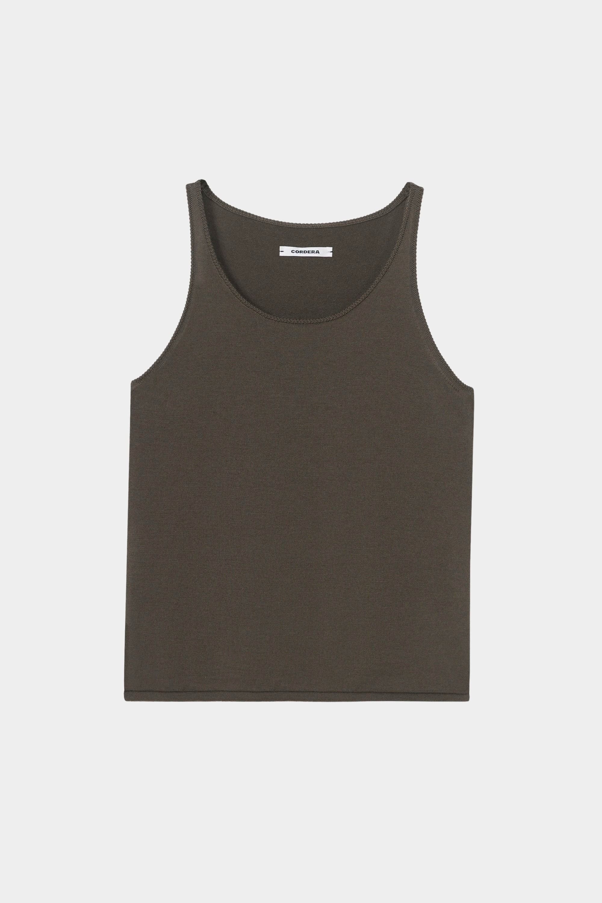 Cordera Merino Wool Tank Top Taupe garment-only view