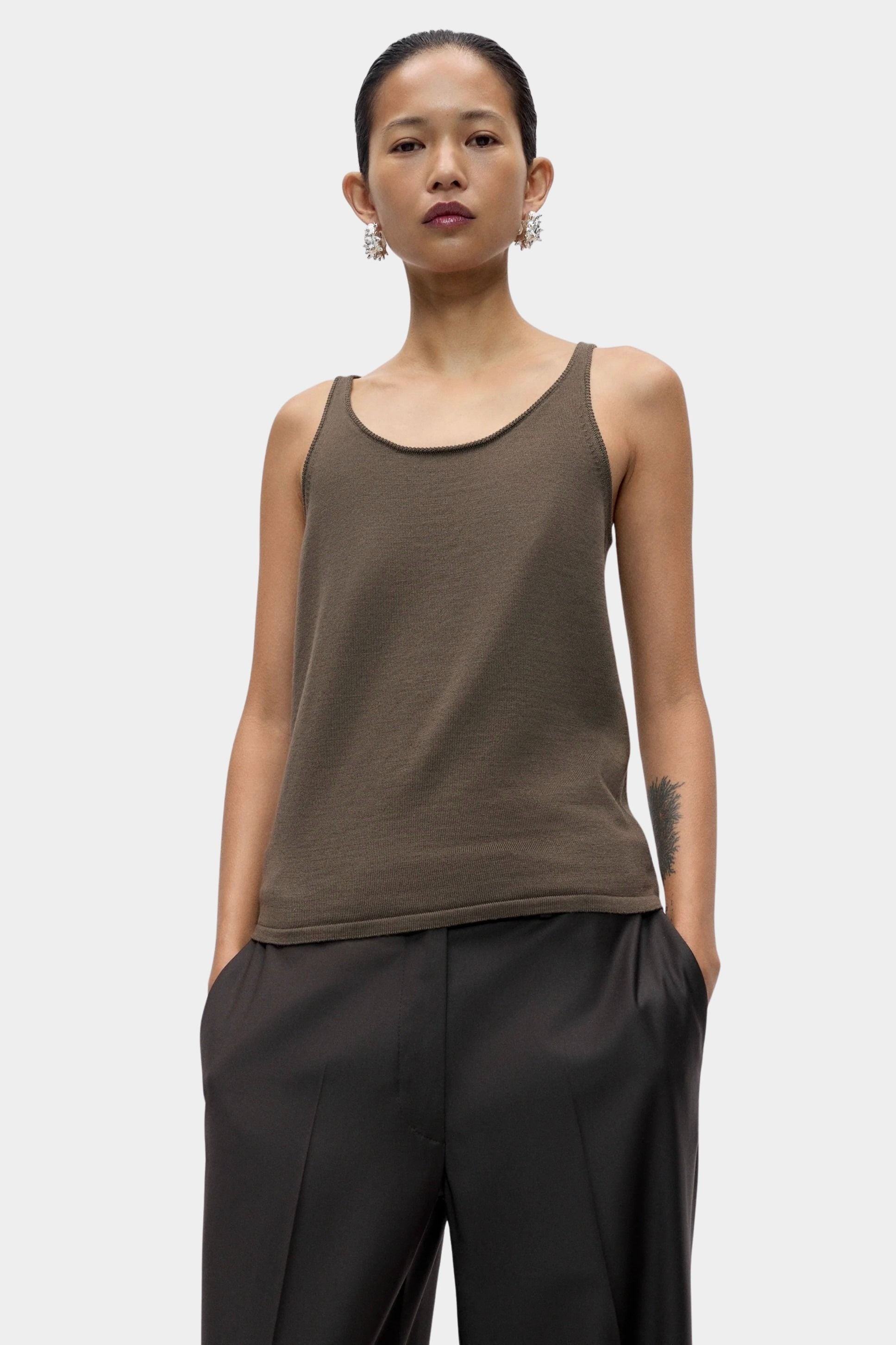 Cordera Merino Wool Tank Top Taupe extra fine merino wool tank at YUCCA Denver