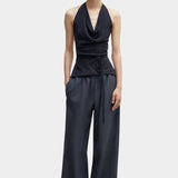 Cordera - Merino Wool Tie Top - Anthracite - Shirts & Tops - YUCCA, chic outfits for women, women’s clothing store Denver.