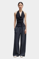 Cordera - Merino Wool Tie Top - Anthracite - Shirts & Tops - YUCCA, chic outfits for women, women’s clothing store Denver.