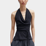 Cordera - Merino Wool Tie Top - Anthracite - Shirts & Tops - YUCCA, chic outfits for women, women’s clothing store Denver.