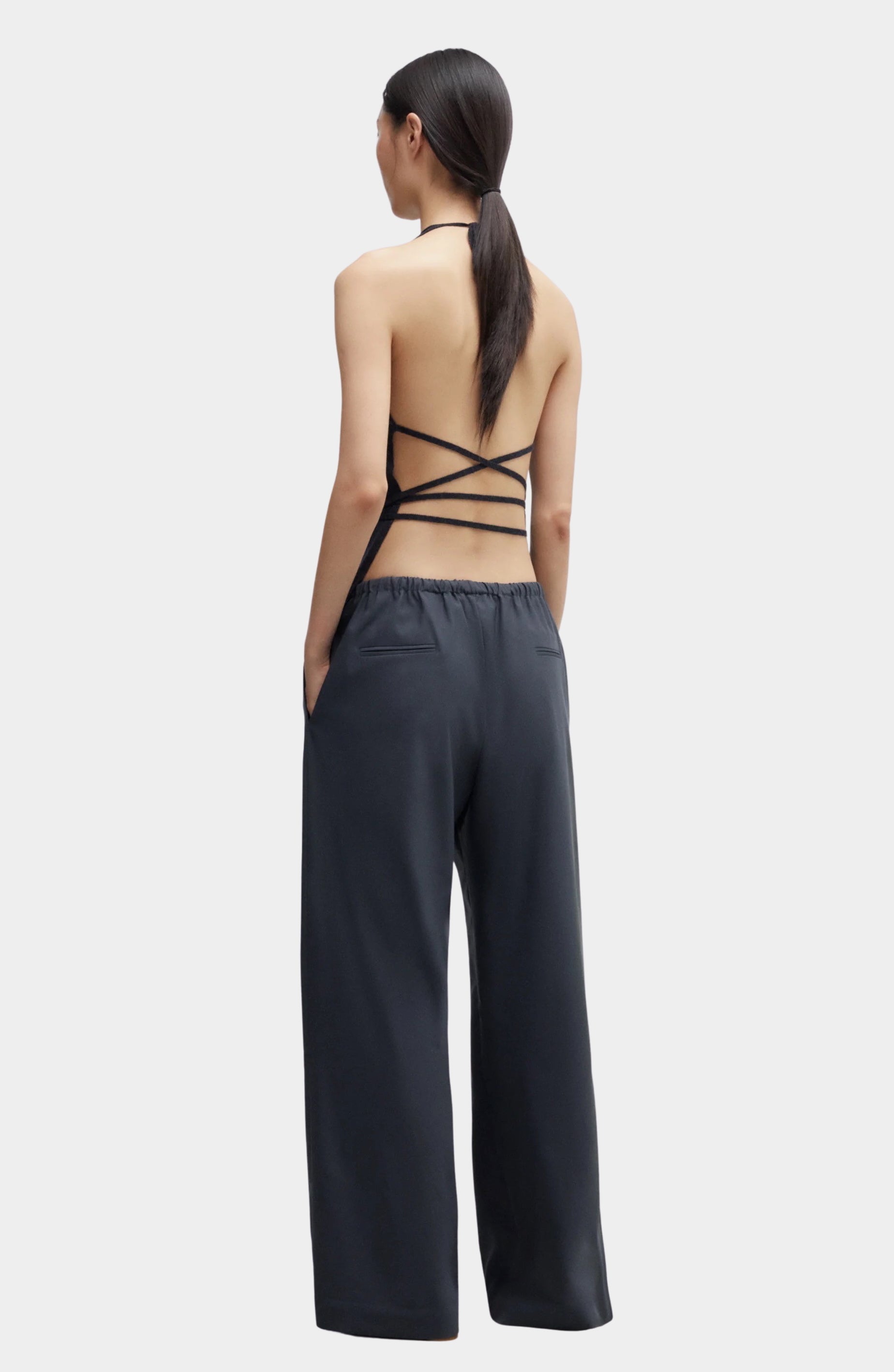 Cordera - Merino Wool Tie Top - Anthracite - Shirts & Tops - YUCCA, chic outfits for women, women’s clothing store Denver.