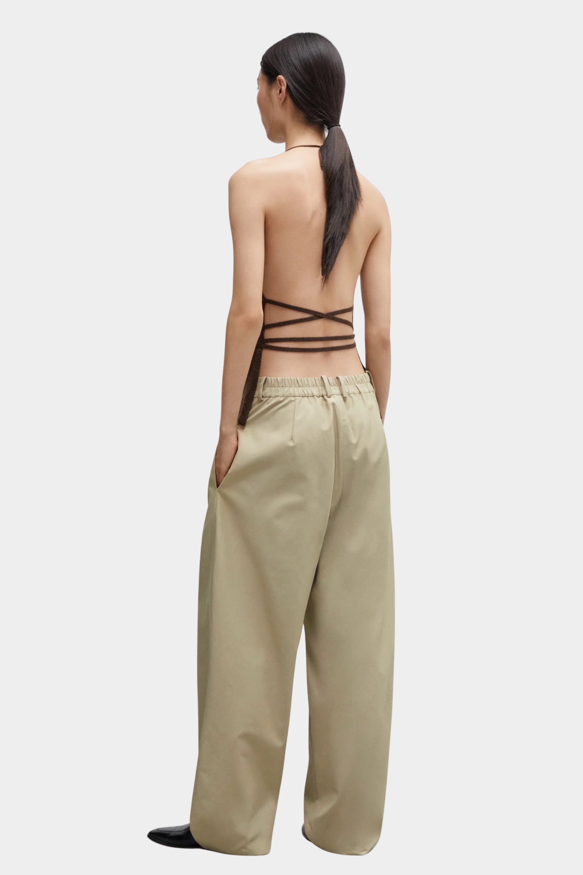 Cordera - Merino Wool Tie Top - Brown - Shirts & Tops - YUCCA, chic outfits for women, women’s clothing store Denver.